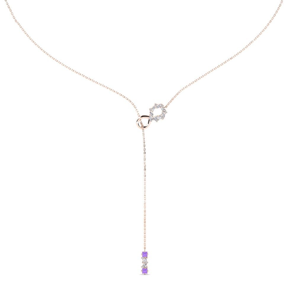 9ct Rose Gold Amethyst Women's Necklace Ianua