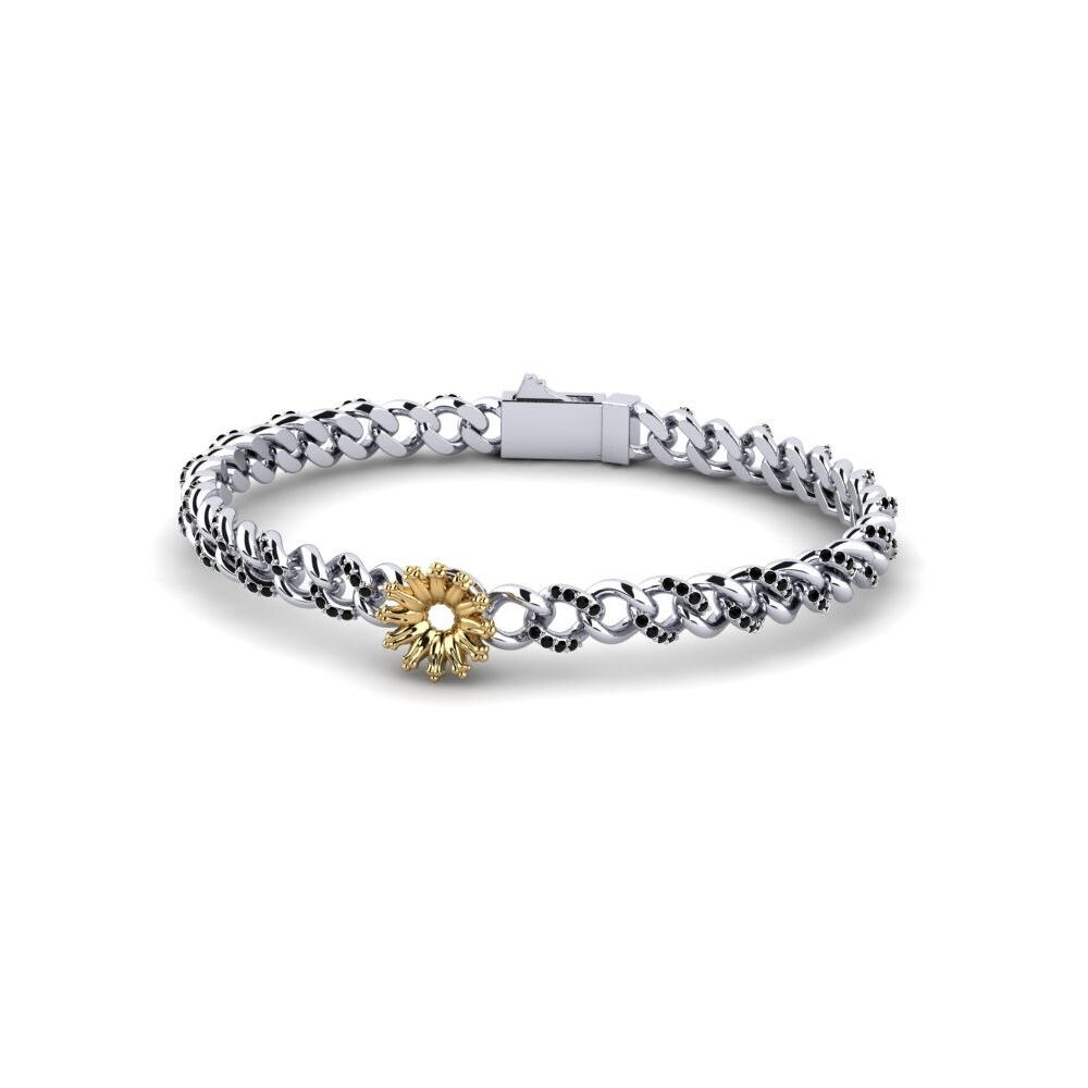 9ct White & Yellow Gold Black Diamond Women's Bracelet Ibbiser