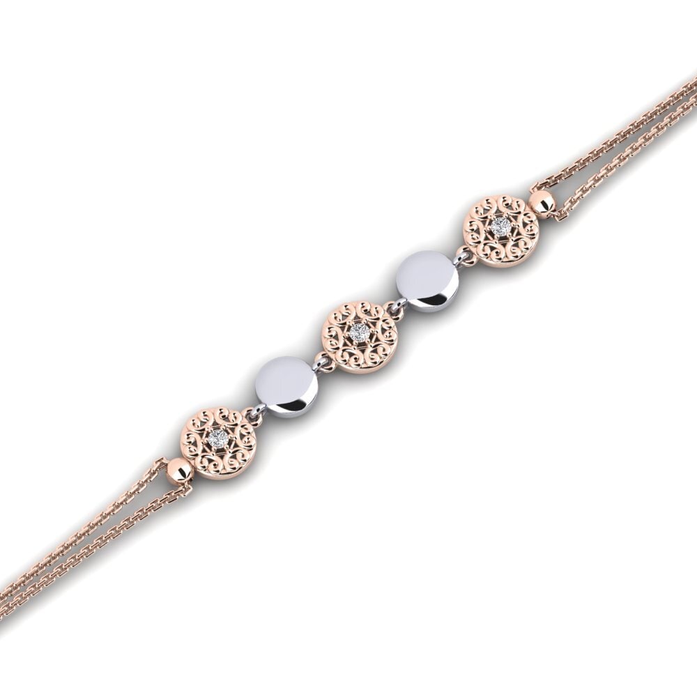 9ct Rose & White Gold Lab Grown Diamond Women's Bracelet Iberian