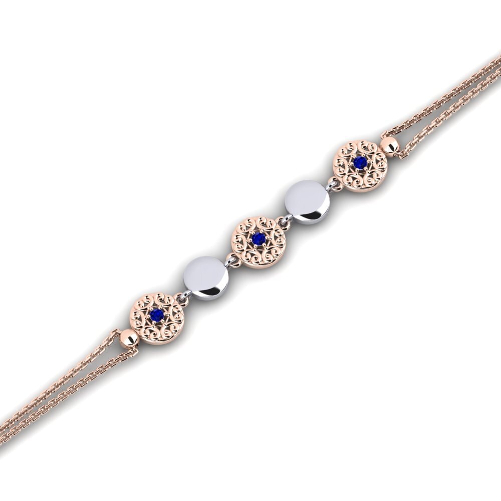 9ct Rose & White Gold Sapphire Women's Bracelet Iberian