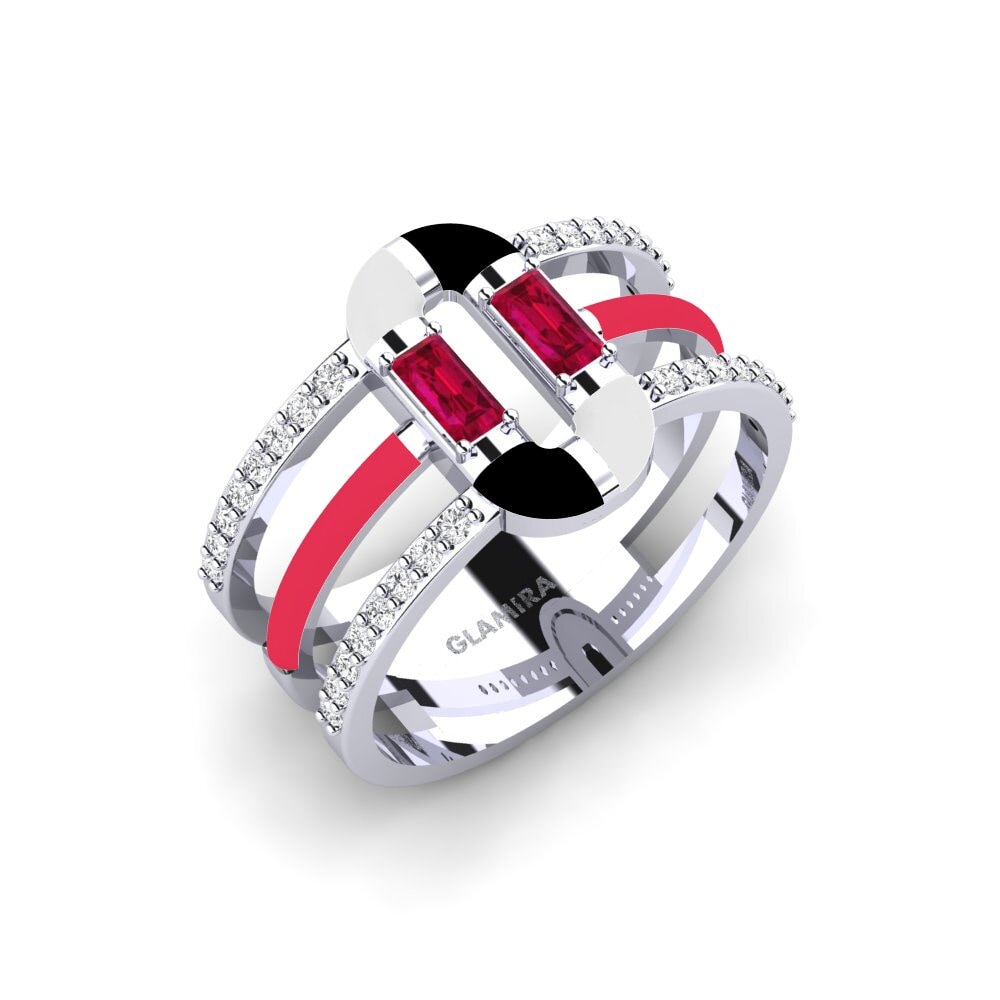 18ct White Gold Ruby Ring Icarias