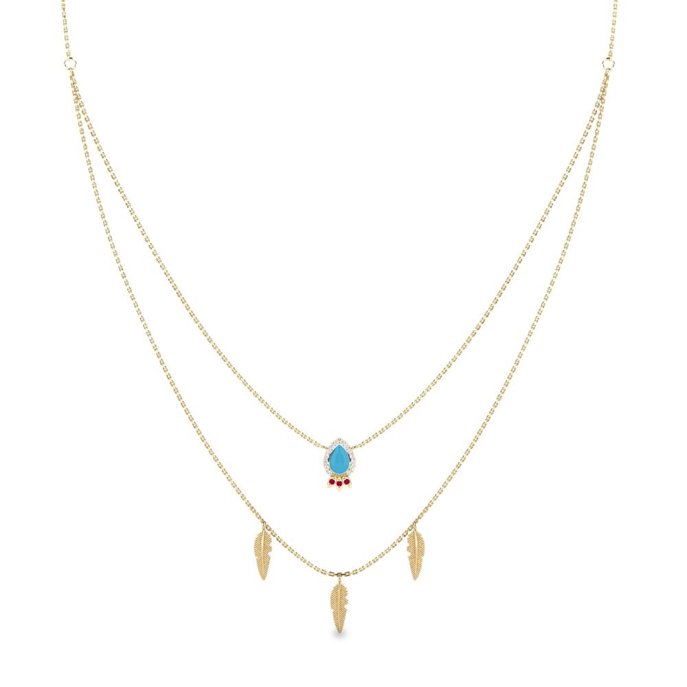 Layering Turquoise Journey Necklaces Collection Icyizere 585 Yellow Gold Ruby