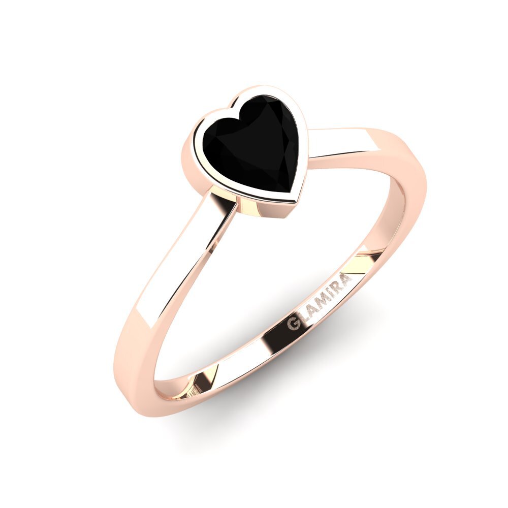 Oro Rosso 375 Onice Nero Anello da donna Idly