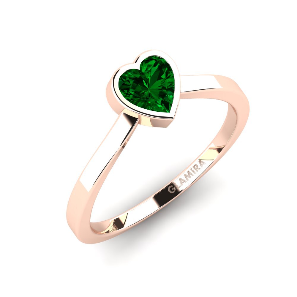 14ct Rose Gold Green Zirconia Women's Ring Idly
