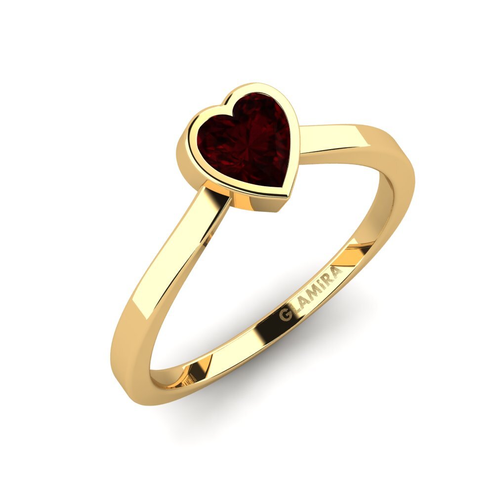 14ct Yellow Gold Garnet Women's Ring Idly
