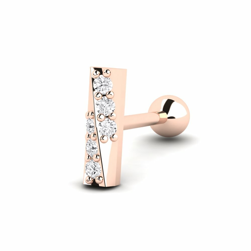 Round 0.048 Carat White Sapphire 14k Rose Gold Ear Piercing Igice