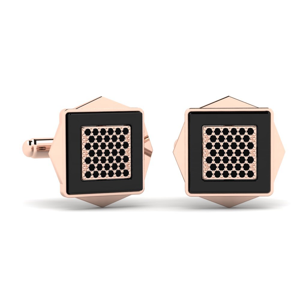 14ct Rose Gold Black Sapphire Cufflink Ignacio