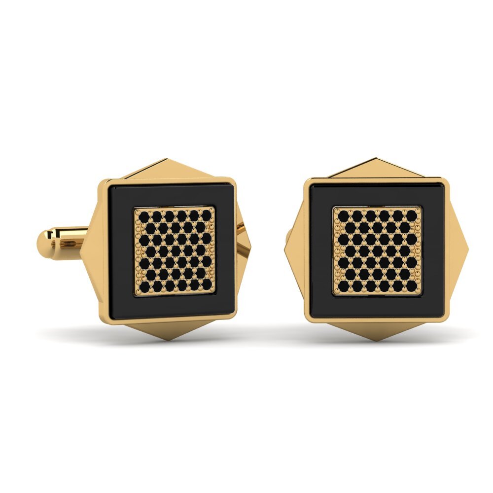 9ct Yellow Gold Black Sapphire Cufflink Ignacio