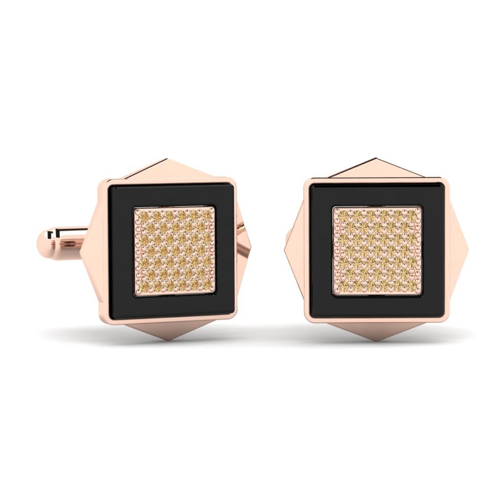 14ct Rose Gold Brown Diamond Cufflink Ignacio