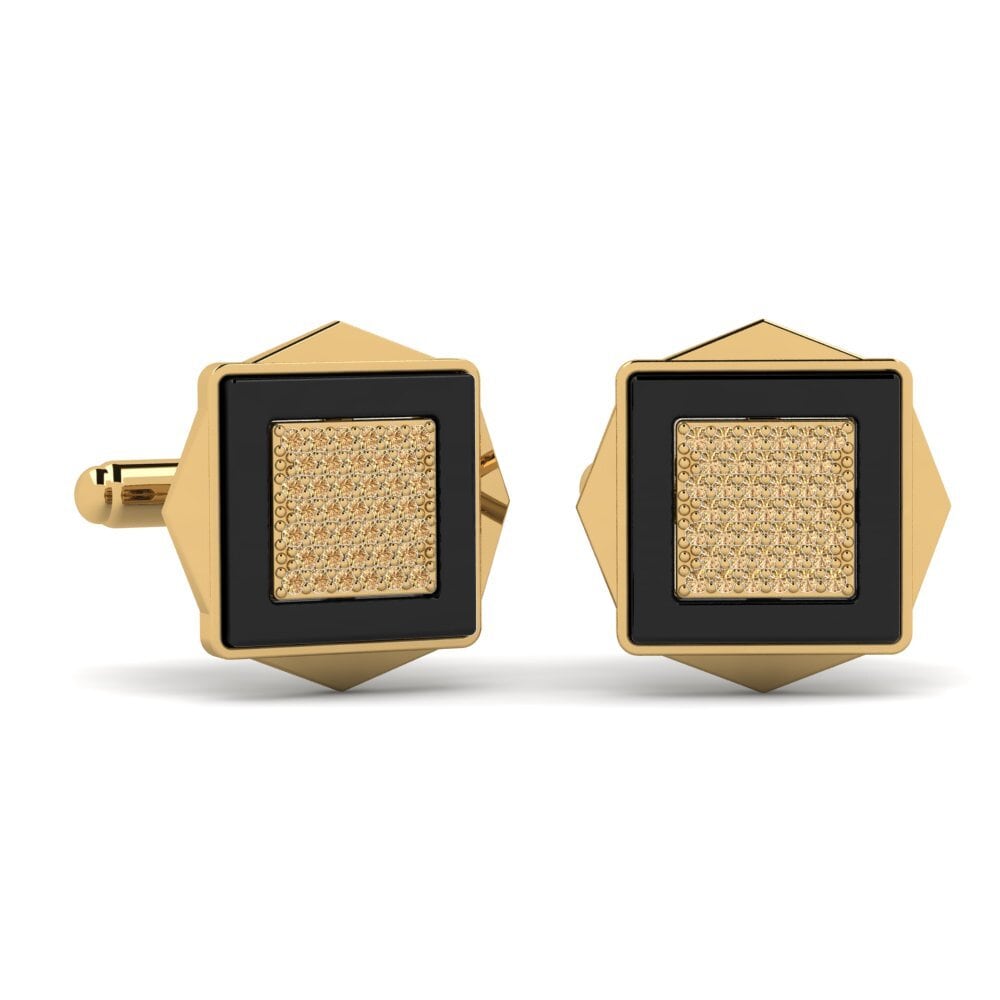 18ct Yellow Gold Brown Diamond Cufflink Ignacio