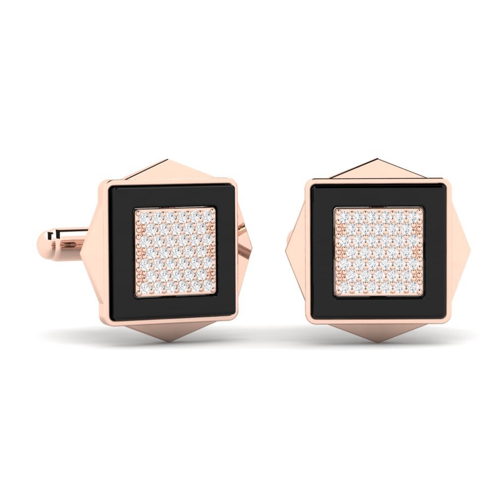 14ct Rose Gold White sapphire Cufflink Ignacio