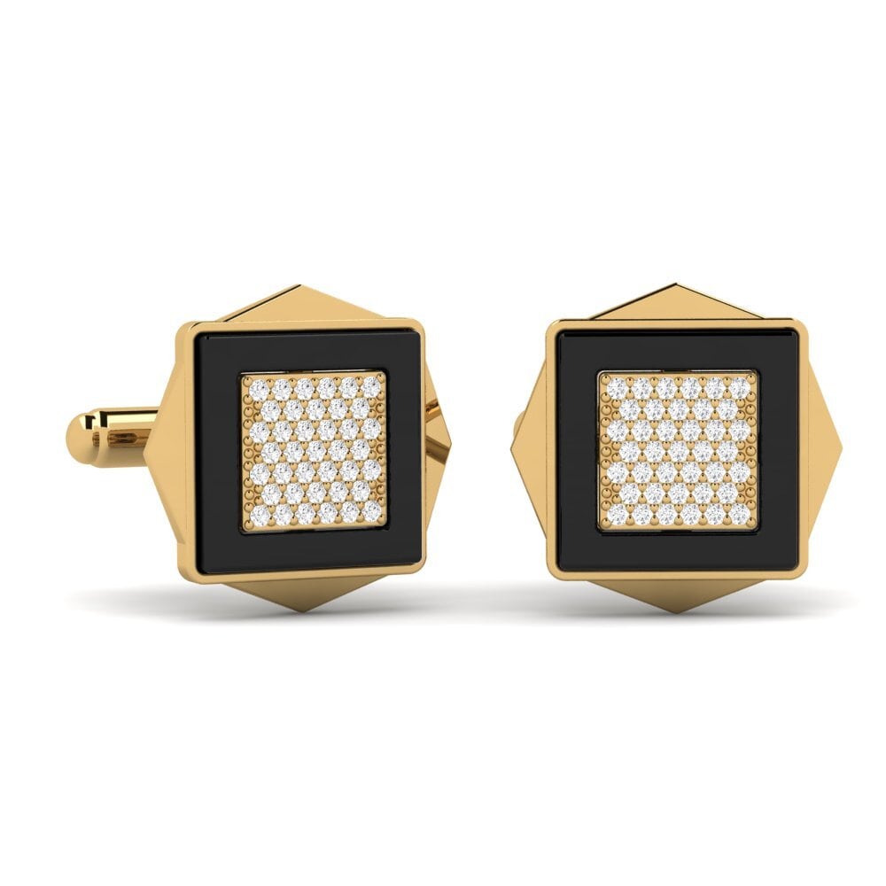 14ct Yellow Gold White sapphire Cufflink Ignacio