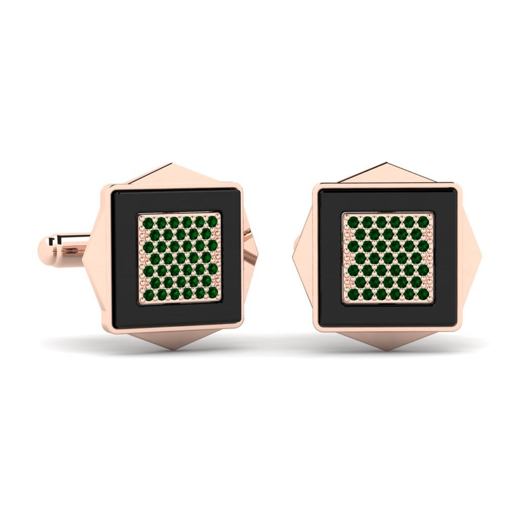 14ct Rose Gold Green Zirconia Cufflink Ignacio