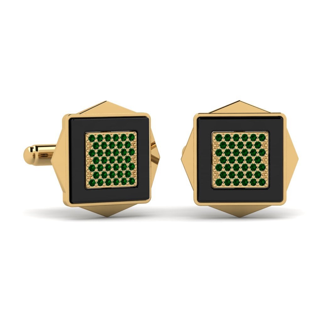 9ct Yellow Gold Green Zirconia Cufflink Ignacio