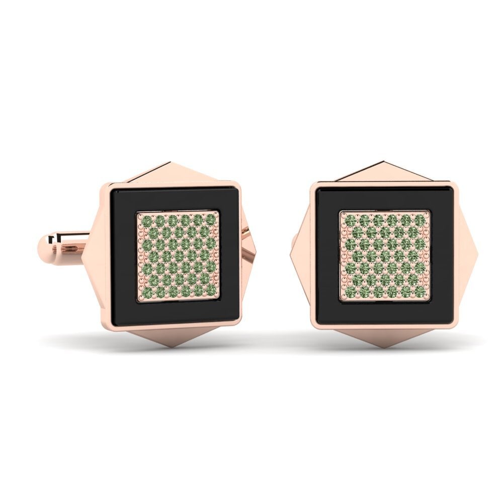 14ct Rose Gold Green Diamond Cufflink Ignacio
