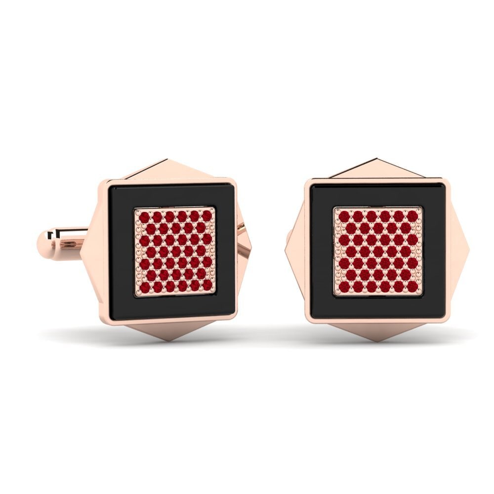 14k Oro Rosa Circonita Roja Gemelo Ignacio