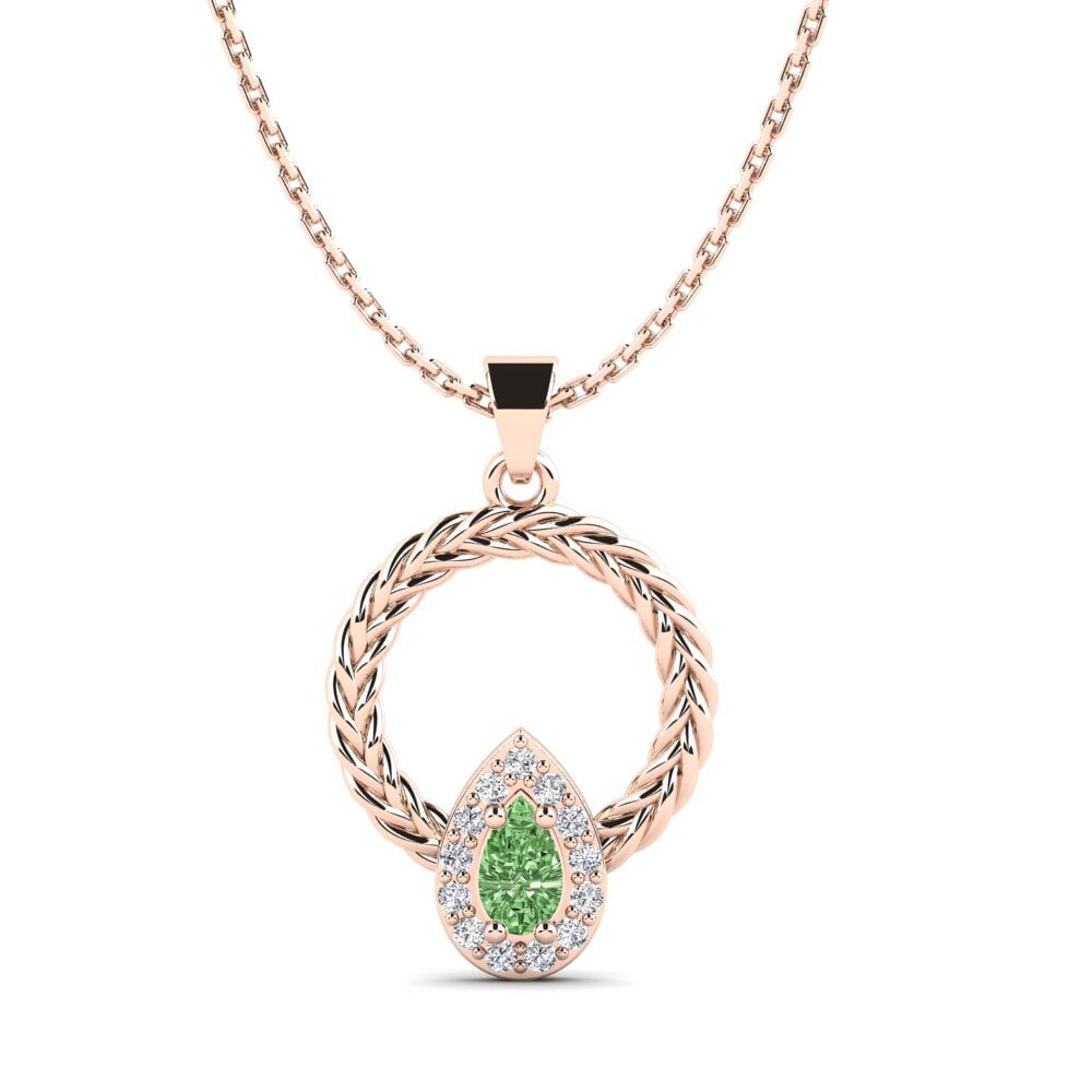 18ct Rose Gold Green Diamond Women's Pendant Iktsuarkpok