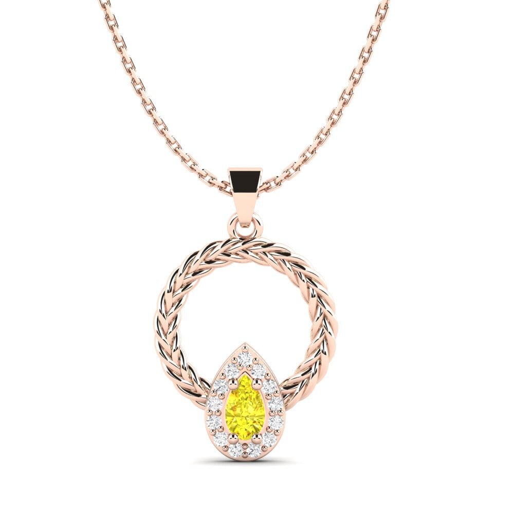 9ct Rose Gold Yellow Sapphire Women's Pendant Iktsuarkpok