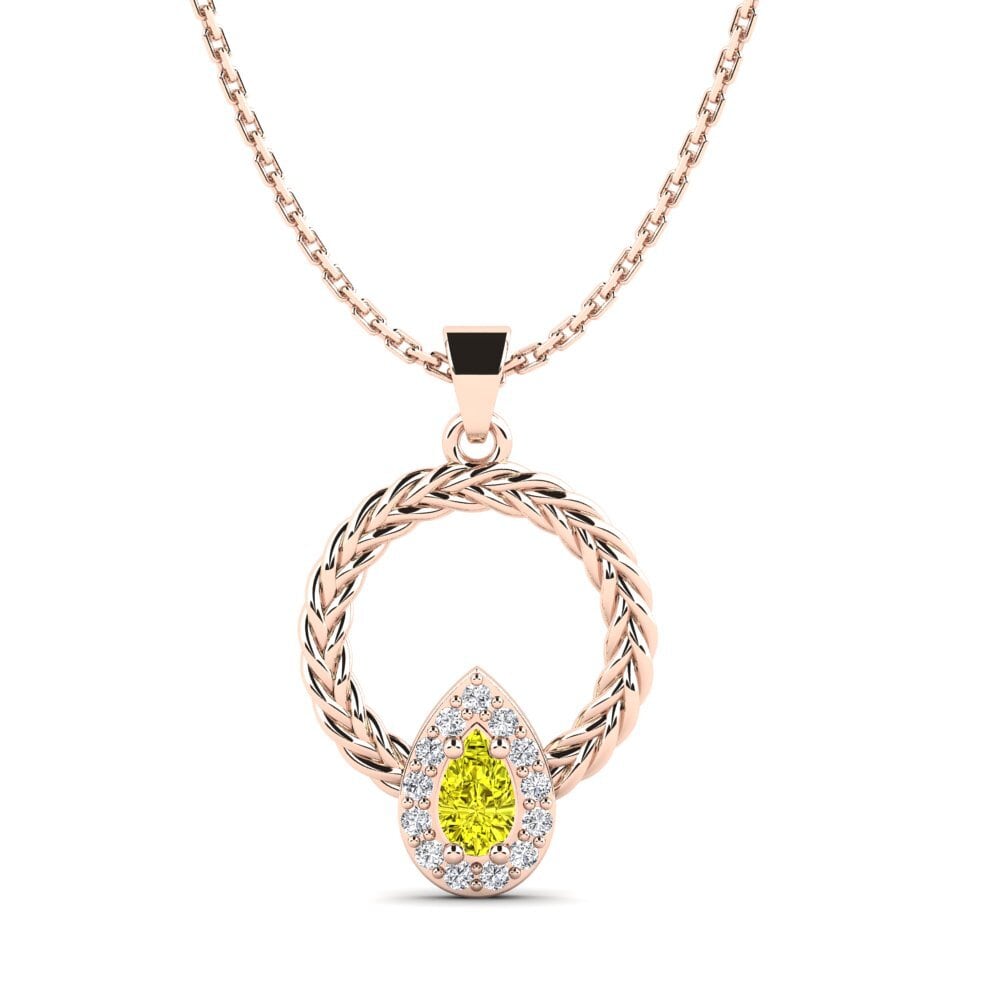 9ct Rose Gold Yellow Diamond Women's Pendant Iktsuarkpok