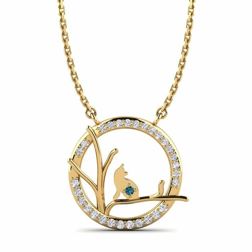 Colgante Ilenn Oro Amarillo 585 & Diamante Azul & Diamante