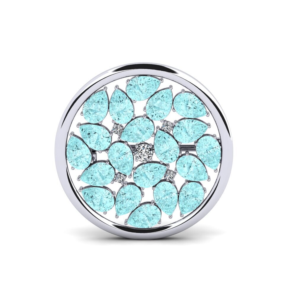 14ct White Gold Aquamarine Brooch Imhotep
