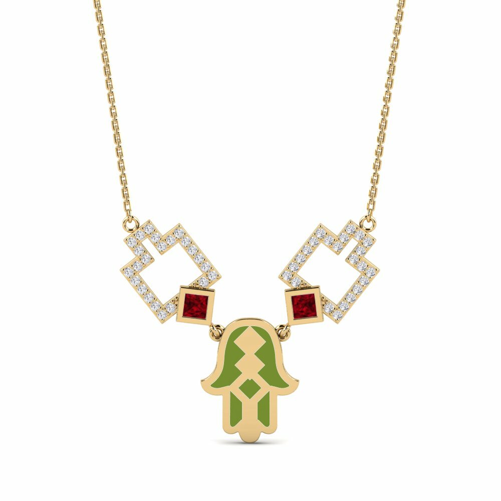 Vàng 18K Đá Ruby / Hồng Ngọc Dây chuyền nữ Imineti