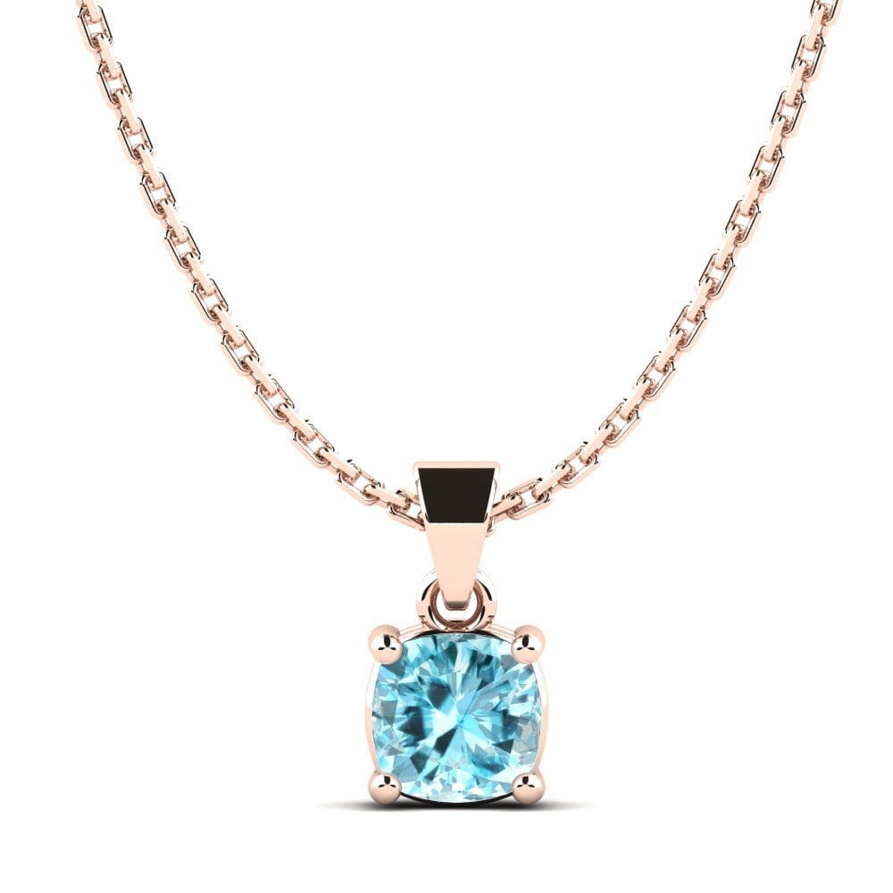 14k Oro Rosa Circón Azul Colgante de Mujer Imogen