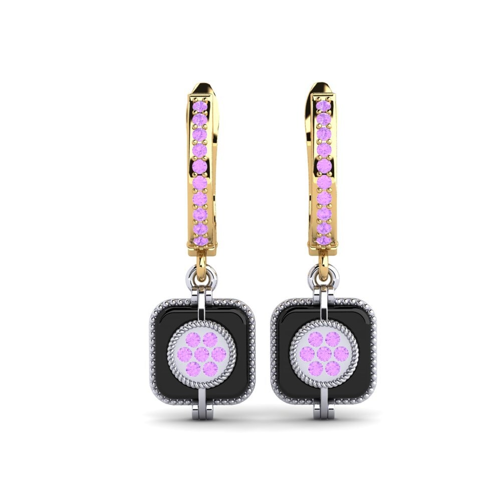9ct Yellow & White Gold Amethyst Women's Earring Imogene