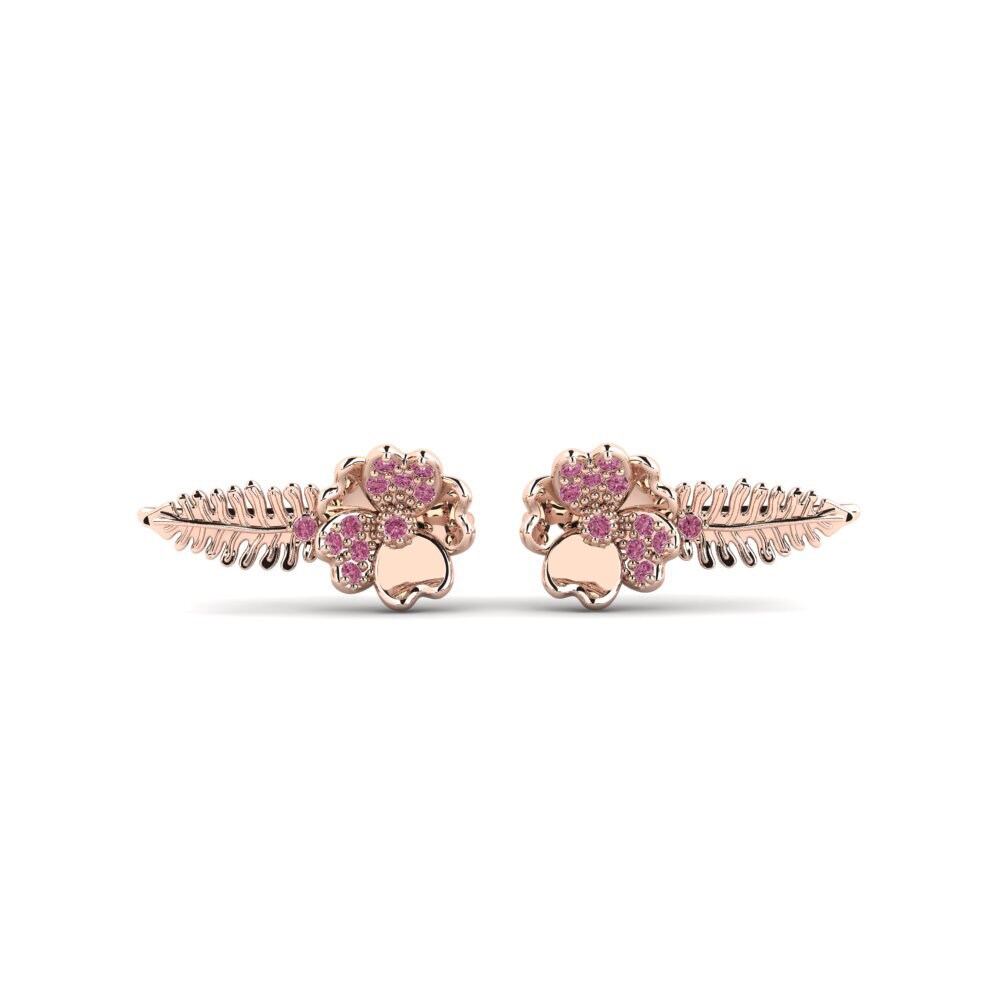 14k Rose Gold Rhodolite Garnet Women's Earring Imprecise