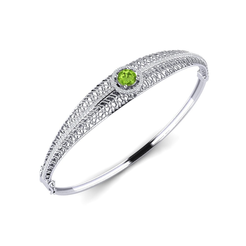 White Silver Peridot Women's Bangle Ina