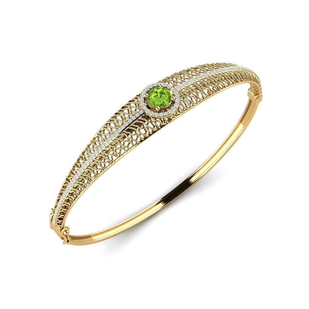 18ct Yellow Gold Peridot Women's Bangle Ina