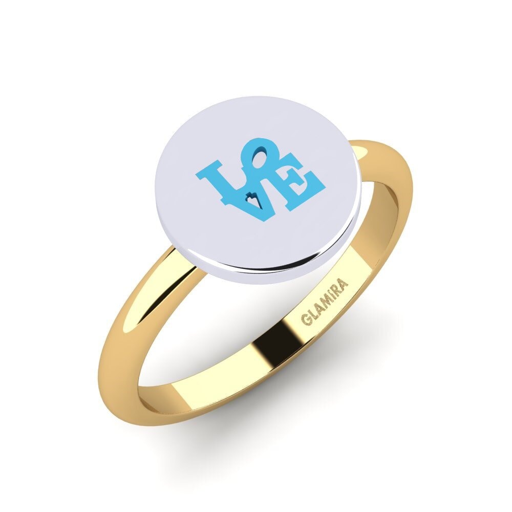 9k Oro Blanco & Amarillo Anillo Inas