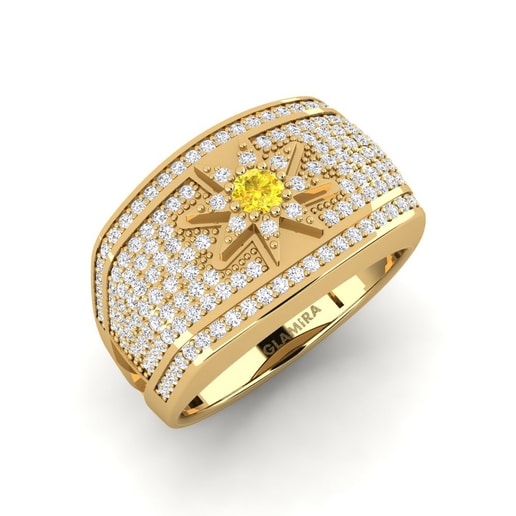 Ring Incartare 585 Yellow Gold & Yellow Sapphire & White Sapphire