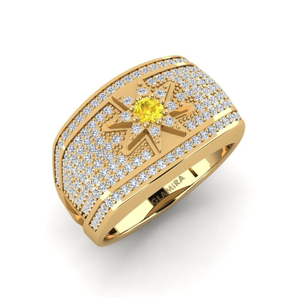 Or Jaune 9k Saphir Jaune Bague Incartare