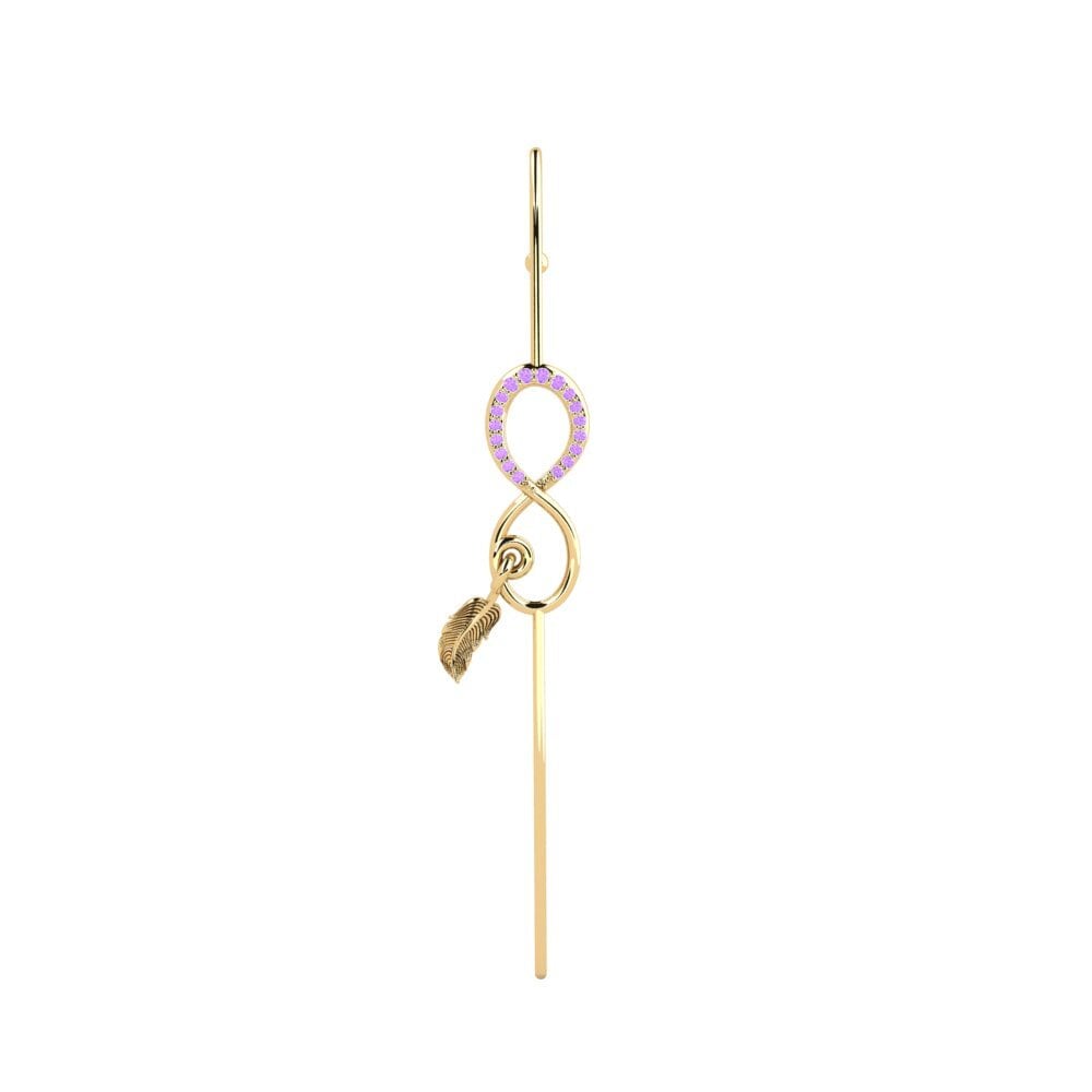 9ct Yellow Gold Amethyst Ear Piercing Incassable
