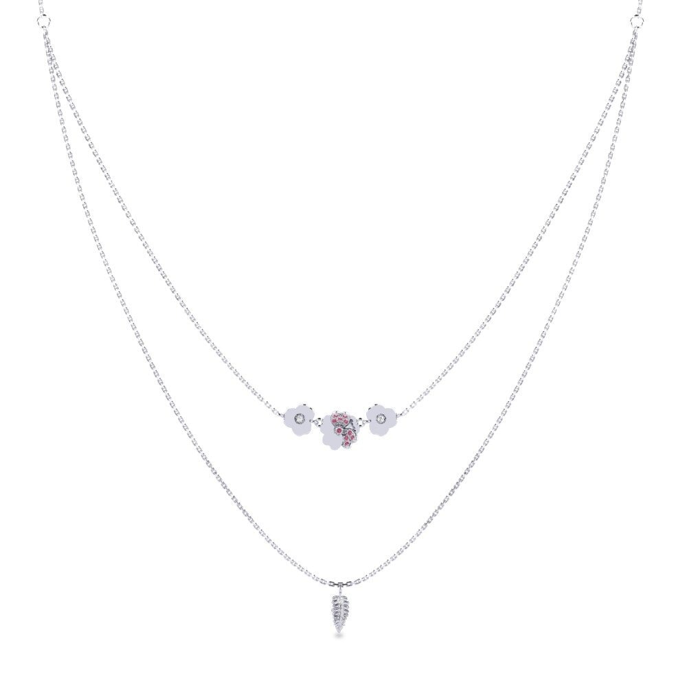 18ct White Gold Rhodolite Garnet Women's Necklace Inconstancy