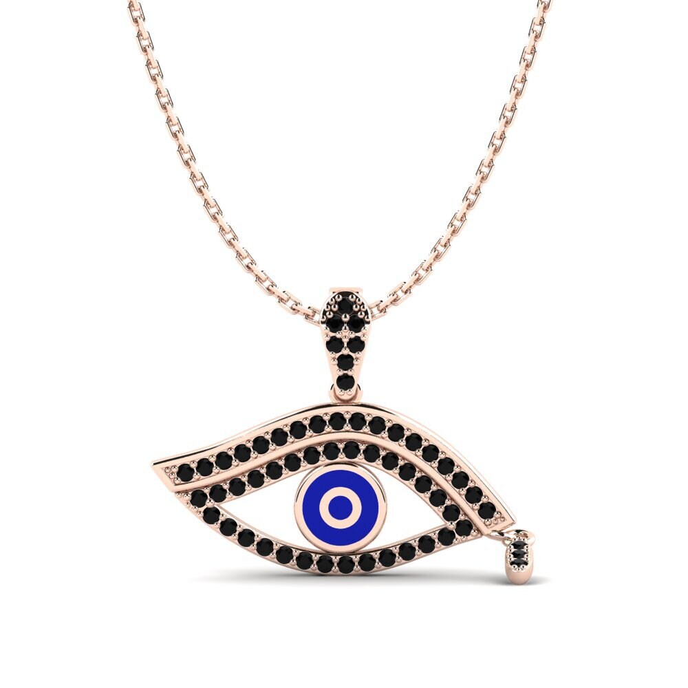 Evil Eye Schwarzer Onyx Rotgold 585 Halsketten