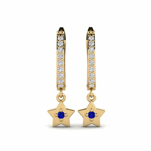 Earring Indobya Daughter 585 Yellow Gold & Sapphire & Diamond
