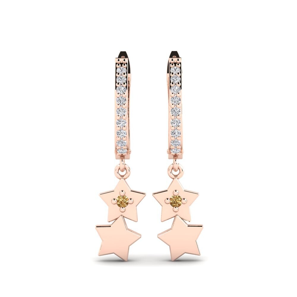 14ct Rose Gold Brown Diamond Women's Earring Indobya Mother