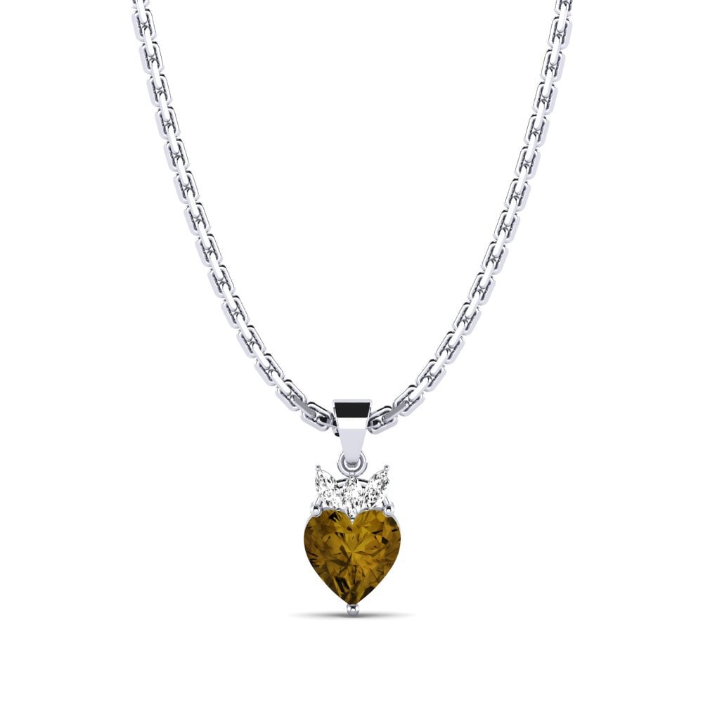 Paladio 950 Circón Marrón Colgante de Mujer Indraft
