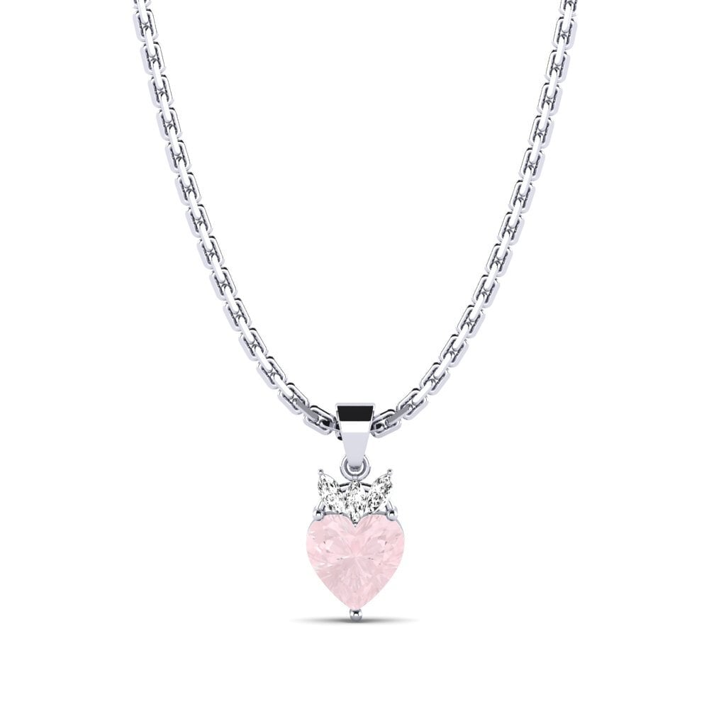 Paladio 950 Cuarzo rosa Colgante de Mujer Indraft