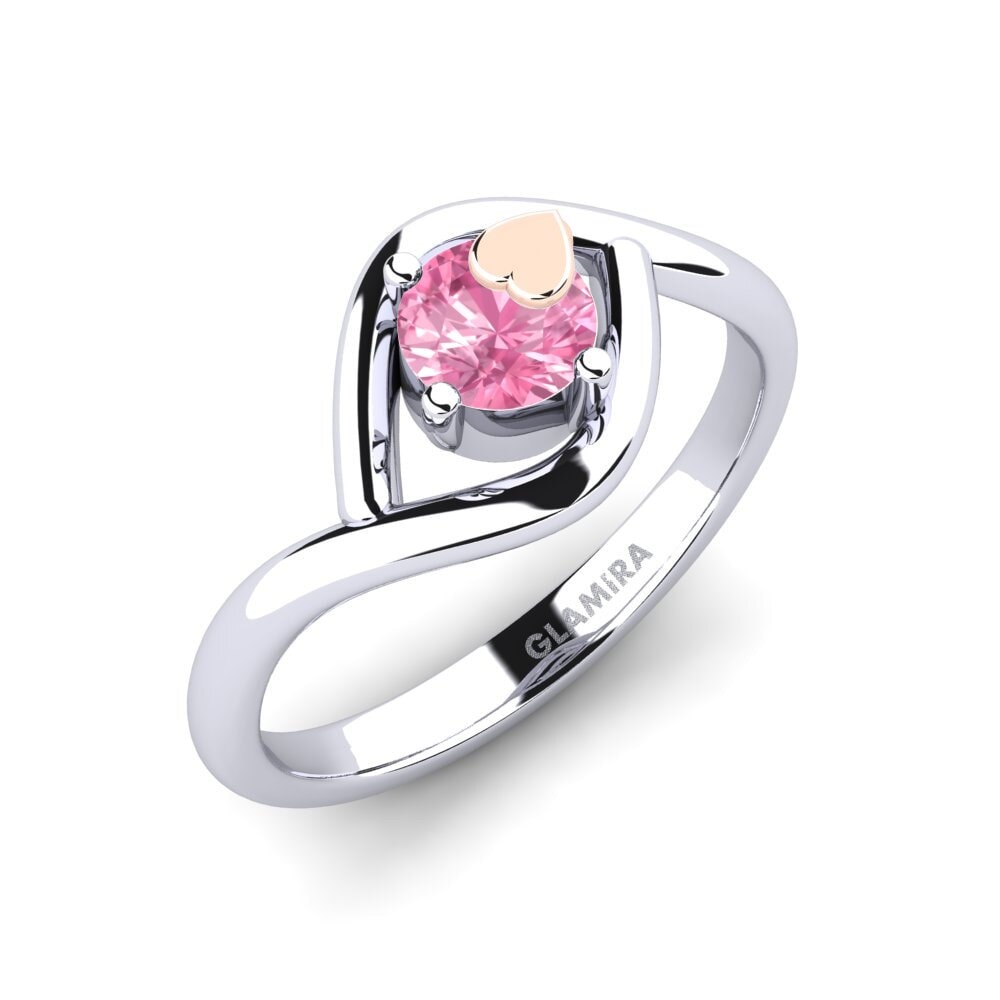 18ct White & Rose Gold Pink Sapphire Engagement Ring Induct