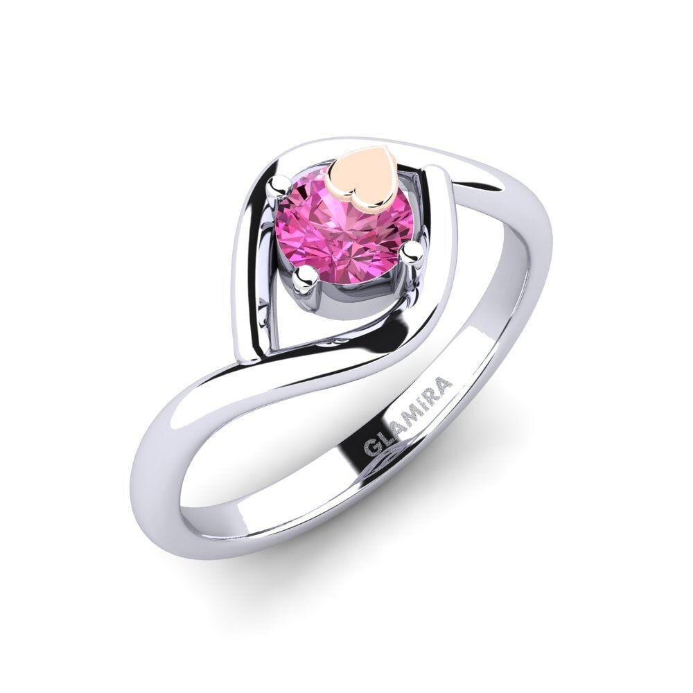 14ct White & Rose Gold Pink Topaz Engagement Ring Induct