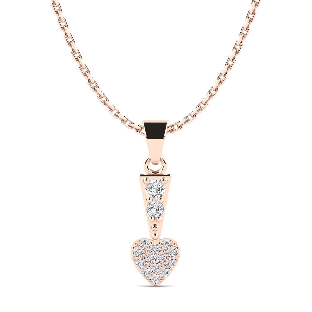 Pendentif Chic En Or Jaune Et Or Rose 585, Avec Un Joli œillet En V Et Un Spinelle Rouge