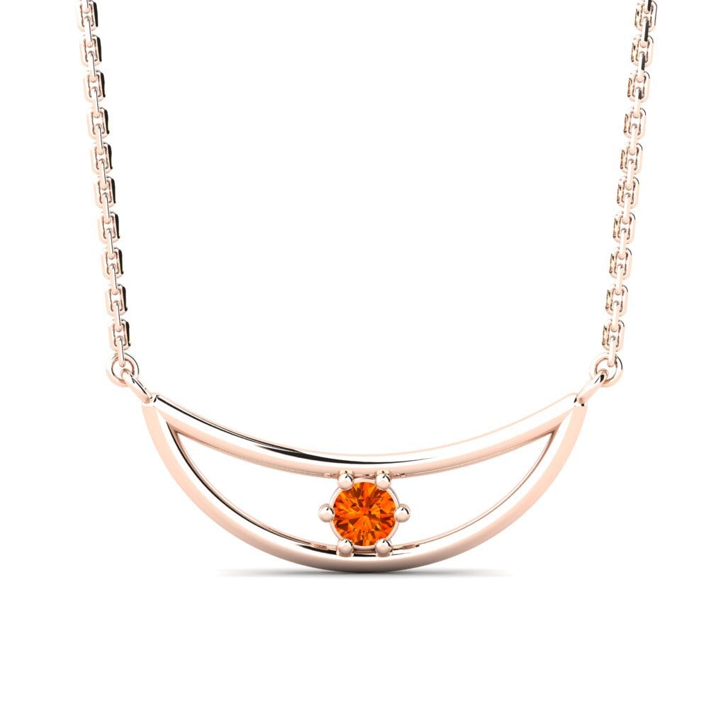 14k Oro Rosa Zafiro Naranja Collar de Mujer Infant