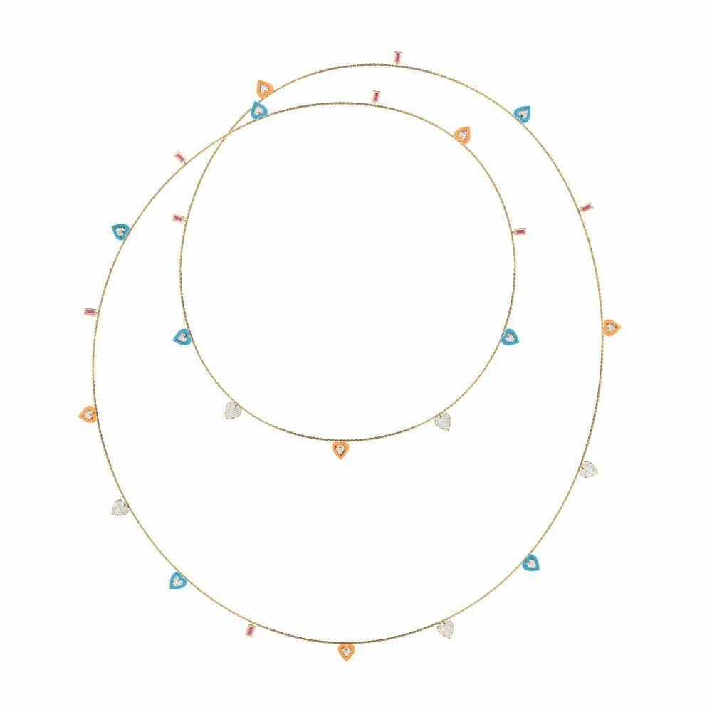 Dây chuyền Vàng 9K Đá Sapphire Hồng Lucky