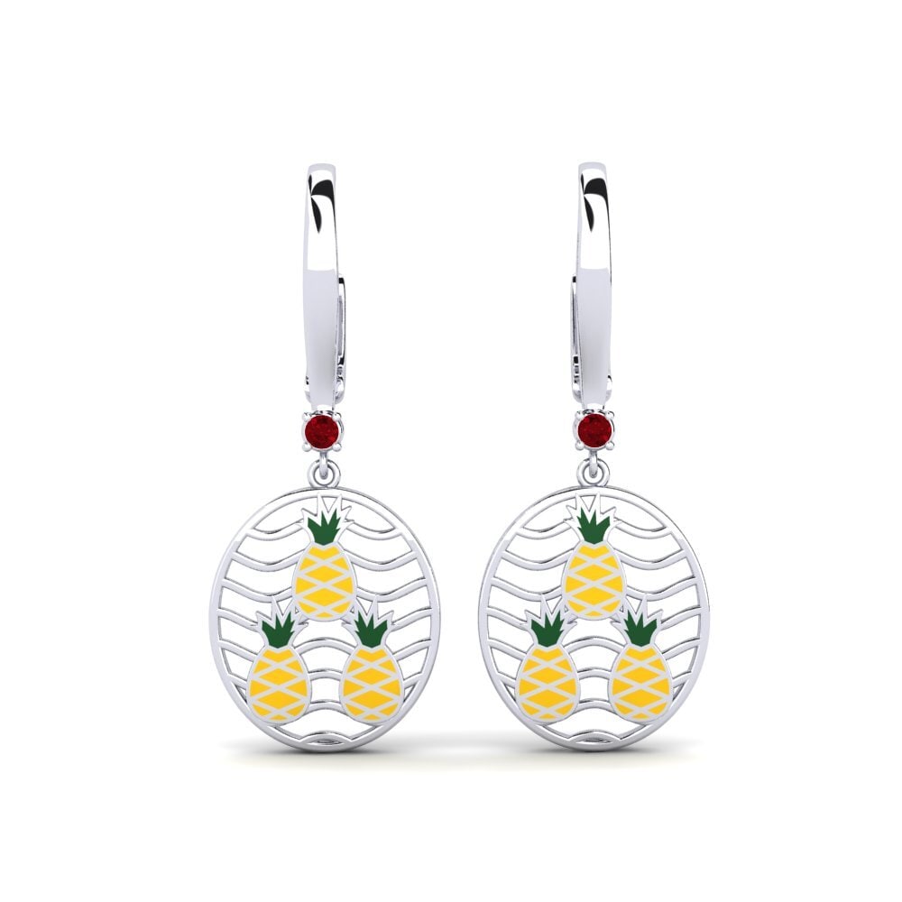 Bông tai Đá Zirconia Đỏ Drops & Dangle