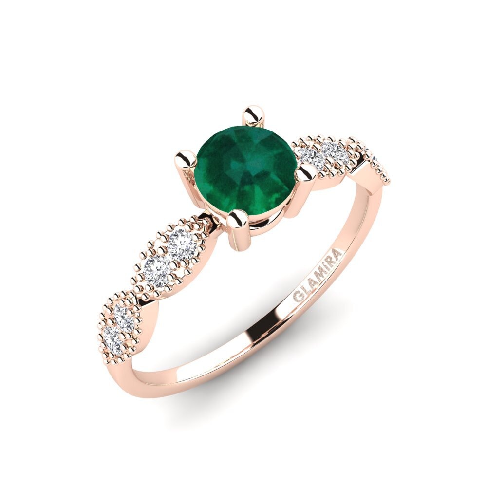 14ct Rose Gold Emerald Engagement Ring Ingan