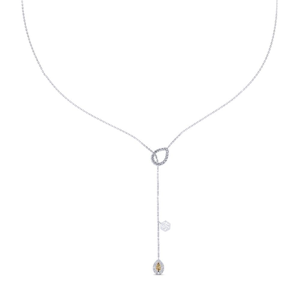 950 Platinum Brown Diamond Women's Necklace Ingatan