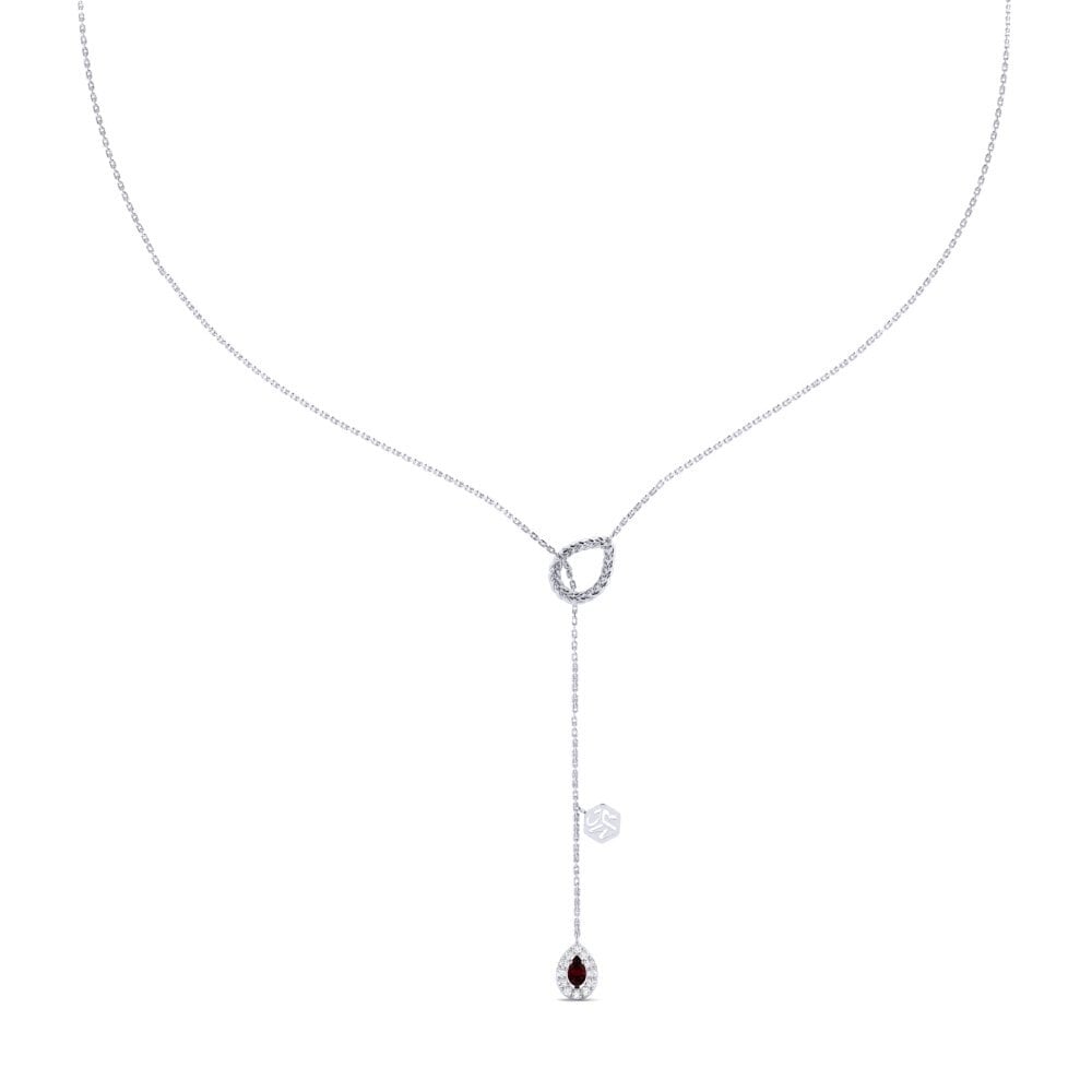 950 Platinum Garnet Women's Necklace Ingatan